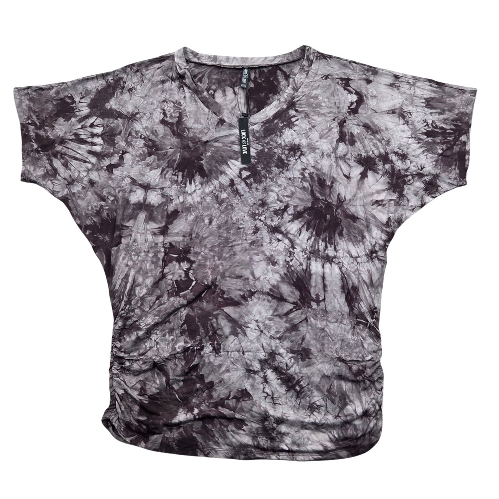 NWT Lock‎ & Love Grey Tie Dye Tunic Top Modal Dolman Sleeve Womens XXXL 3XL